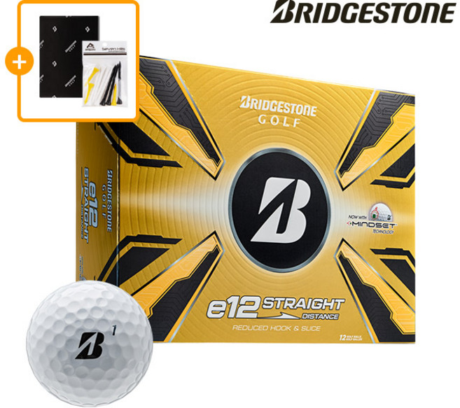 브리지스톤 2025 E12 컨택트 B 스트레이트 골프볼 3피스 석교상사 정품, 화이트 선물포장+골프티 세트, 1개, 12개입