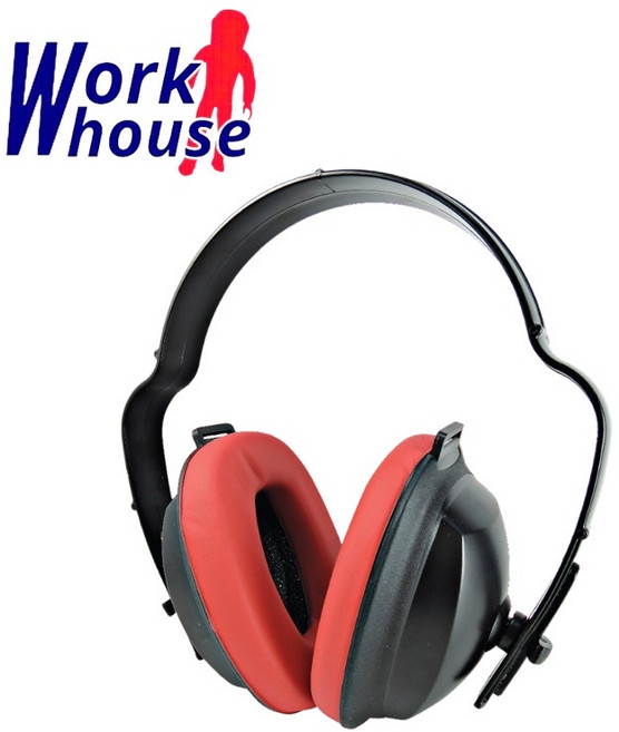 Work house 輕便式防噪音安全耳罩 25~26dB 台灣製造 工地降噪/裝潢施工隔音 紅x黑, 1個