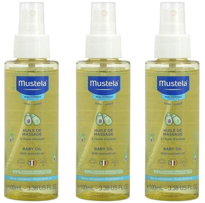 Mustela 무스텔라 아보카도 오일 함유 베이비 오일 100ml x3팩 - 쿠팡