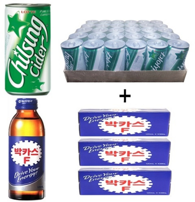 칠성사이다 190ml(30캔) + 박카스F 120ml(30병), 60개, 190ml