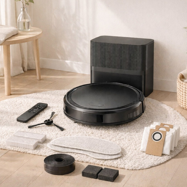 로봇청소기 15000Pa 물걸레겸용 자동진공청소 물걸레 6400mAh 전용, Black, P105