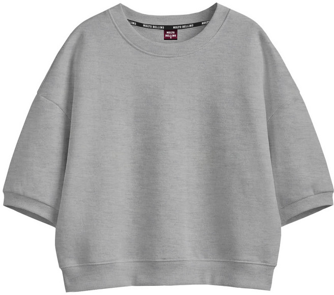 몰토벨리노 SF 무지 오버핏 세미크롭 반팔 맨투맨 티셔츠