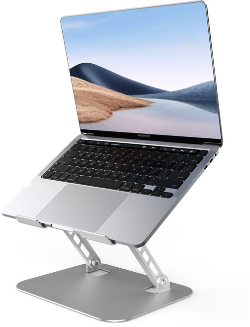 세미 프리미엄 접이식 노트북 거치대 높이 조절 미끄럼 방지 탄소강 컴퓨터 거치대 노트북 스탠드, 1개, 실버
