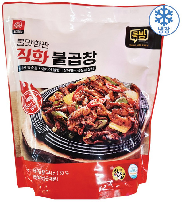 도드람 불맛한판 직화 불곱창 1.2kg (300g X 4팩) / 돼지곱창 : 국내산 / 전자레인지 간편조리, 300g, 4개