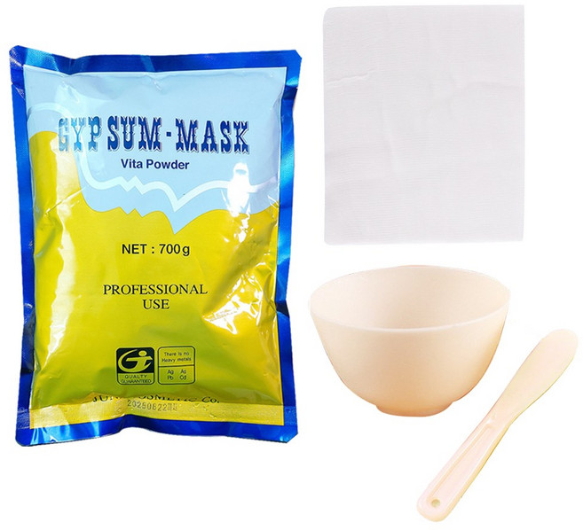 피부미용 실기시험 비타석고팩 가루 700g+고무볼 중형+스파출라+석고팩거즈 30X35cm 10장 세트, 1개