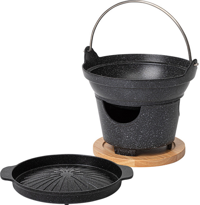 에코라믹 서빙 미니화로 + 미니불판 + 미니샤브냄비 세트, 195mm x 25mm, 1세트