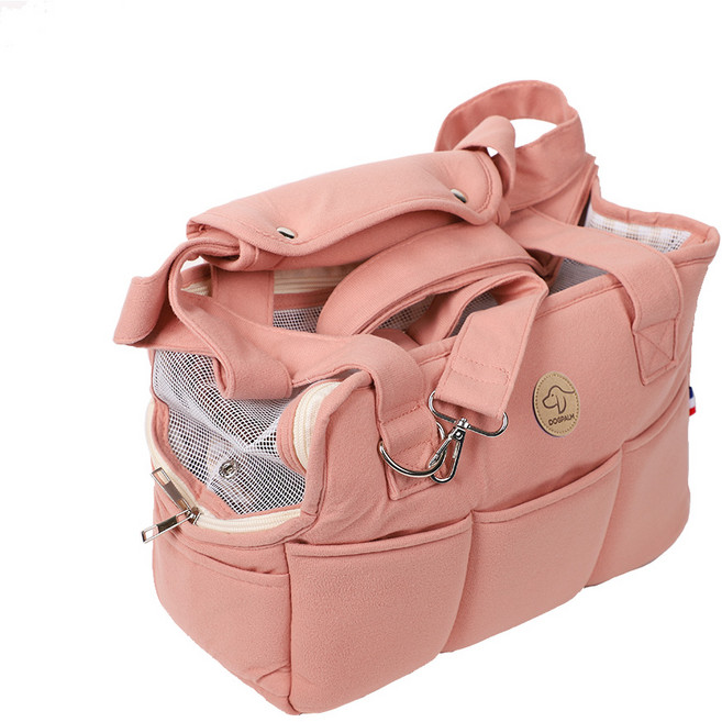 도그팜 강아지 이동 산책 가방 슬링백 고양이 캐리어, 핑크, 1개