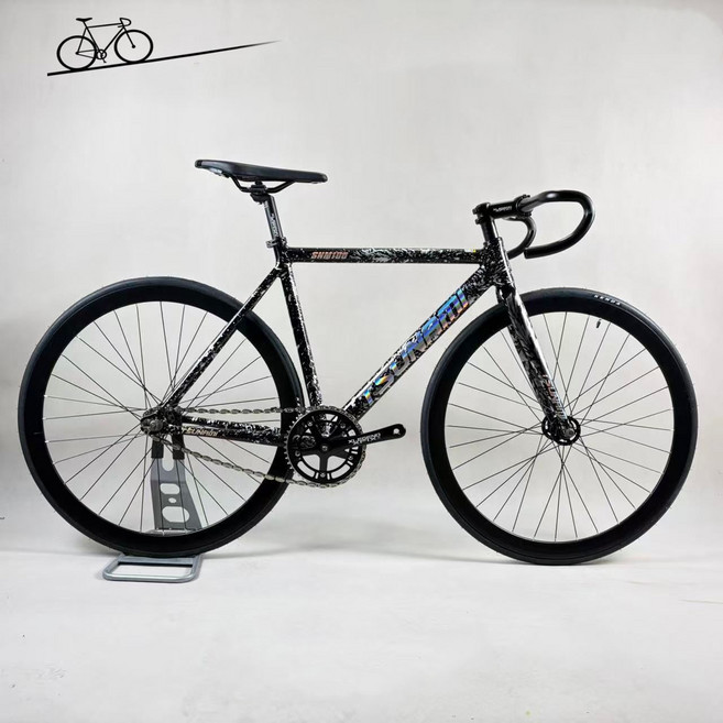쓰나미픽시자전거 중학생 입문용 SNM100 불꽃블랙 완차 브레이크포함, 1개, 55cm