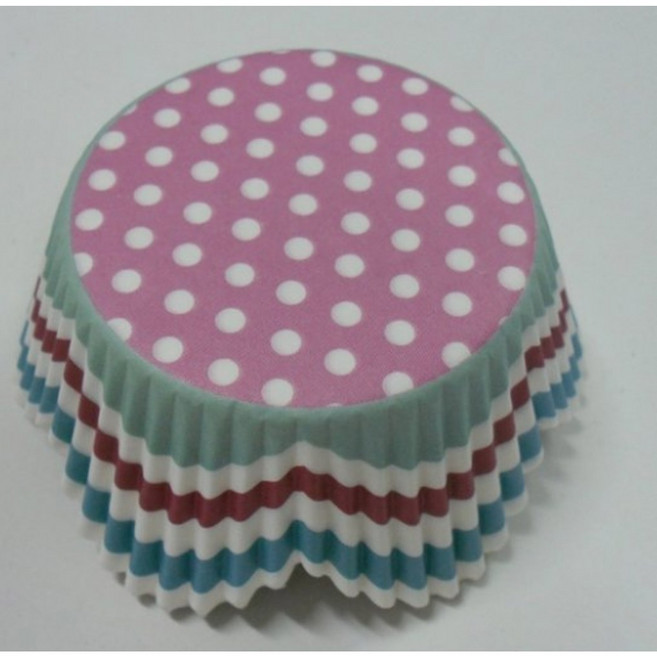 50PCS 종이 컵케익 라이너 머핀 케이크 레드 블루 컬러 블랙 폴카 그린 솔리드 화이트 베이커리 일반 금형 베이킹 도트, 1개, pink dot 1