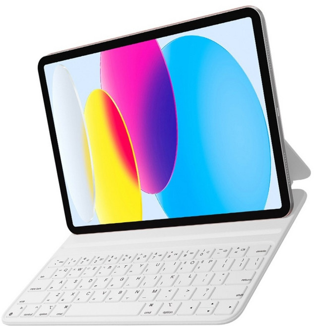 HOU 아이패드 2가지 각도 마그네틱 슬림 키보드 케이스 10세대/10.9/11인치, 화이트, 10.9인치(10세대)