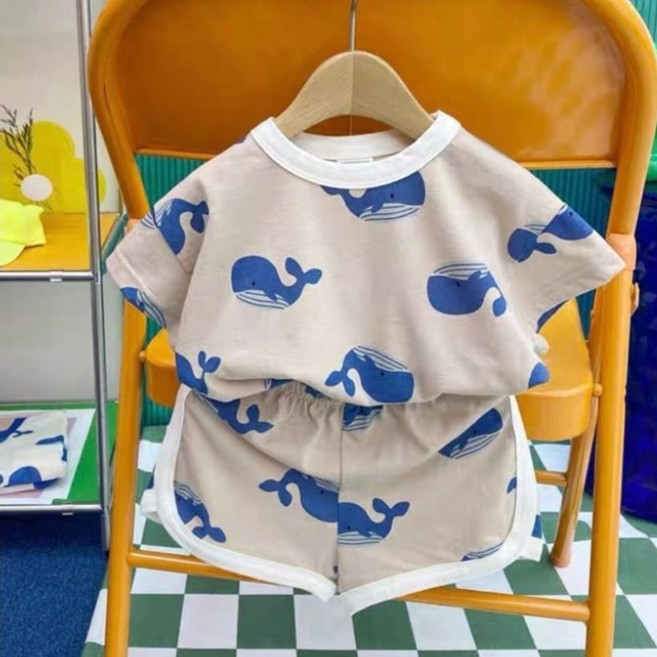 熊熊造型寶寶套裝 - 純棉短袖上衣短褲休閒童裝 上衣+短褲組