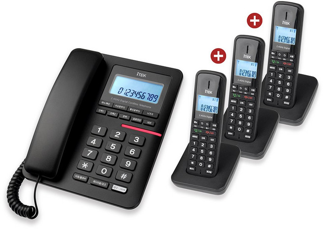 (기본구성품 유선1+무선3) IK-3010M-3 유무선전화기, (유선1+무선3) IK-3010M-3