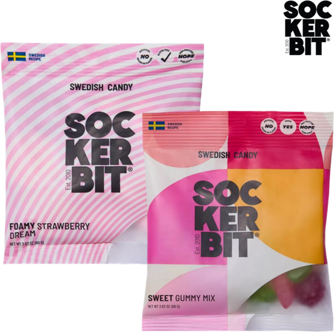 [SOCKERBIT] [1+1] 스웨디시 젤리 스웨덴 캔디 Sockerbit 스트로베리 드림 80g + 스위트 믹스 80g Sockerbit Swedish Candy Mix
