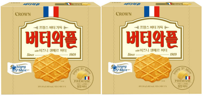 크라운제과 이즈니 버터와플, 2개, 316g