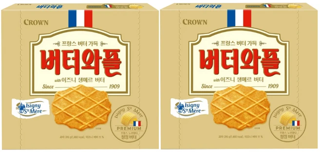 크라운제과 이즈니 버터와플, 2개, 316g - 쿠팡