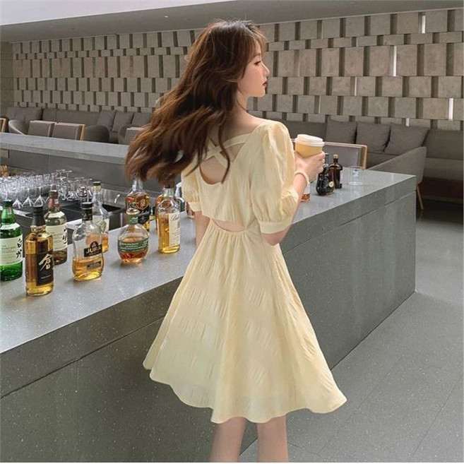 스타일닥터 여성 원피스 봄원피스 여자 여름 캐주얼 크림 옐로우 셔링 미니 브이넥 원피스