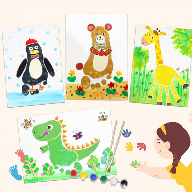 뚝딱공작소 뚝딱 손도장 발도장 액자 만들기 교구 재료 1인용 꾸미기 학습교재 만들기재료 감사카드 만들기, 1개, ♨†곰돌이↑▩