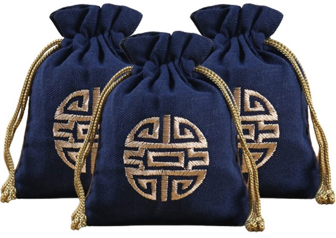 컬트 린넨 복주머니 명절 전통파우치 3P, B2린넨 복주머니 네이비3개