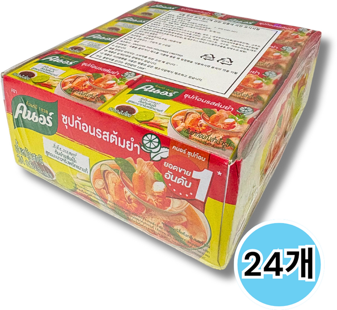 유니레버 태국 톰얌 큐브 소스 똠얌꿍, 20g, 24개