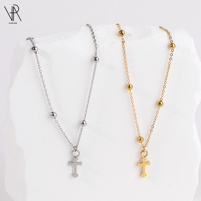 VARAM 써지컬스틸 십자가 볼체인 팔찌