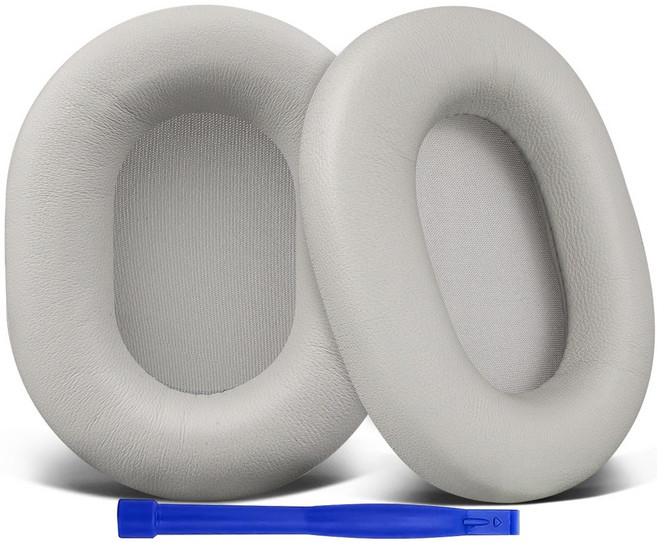 SOULWIT 교체용 이어패드-호환 모델 소니 Sony WH-1000XM5 (WH1000XM5) 소음 차단 헤드폰 소음 차단 메모리 폼 두께 추가 1쌍, Lambskin, Silver