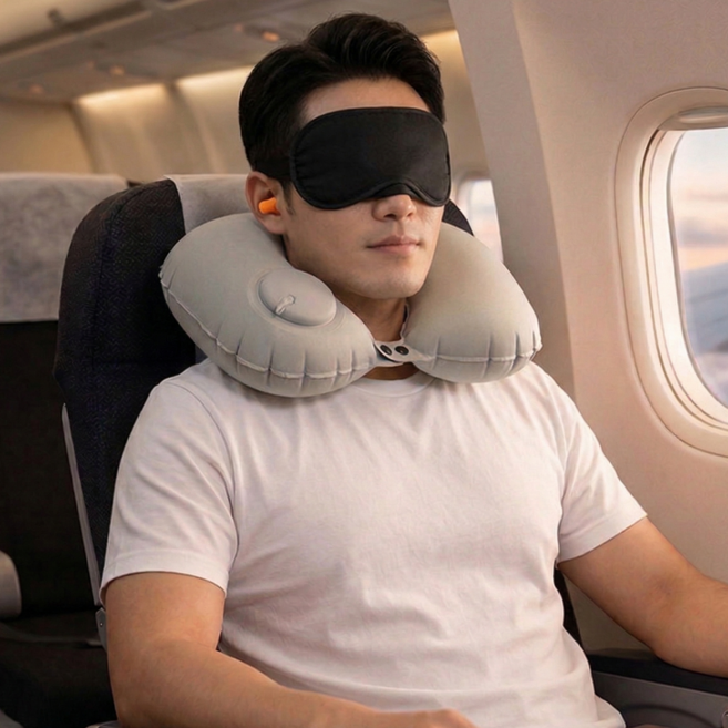 데이픽 주머니에 쏙 들어가는 초간편 에어 목쿠션 여행용 목베개