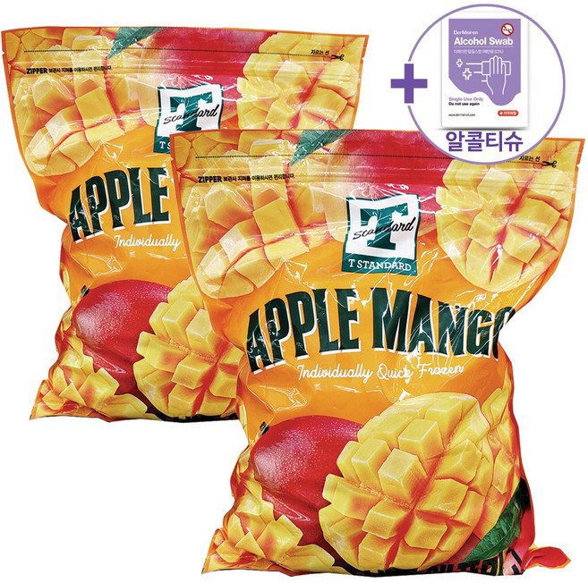 티스탠다드 냉동 애플망고 2.3KG x 2 [아이스박스] + 더메이런손소독제, 2개, 2kg