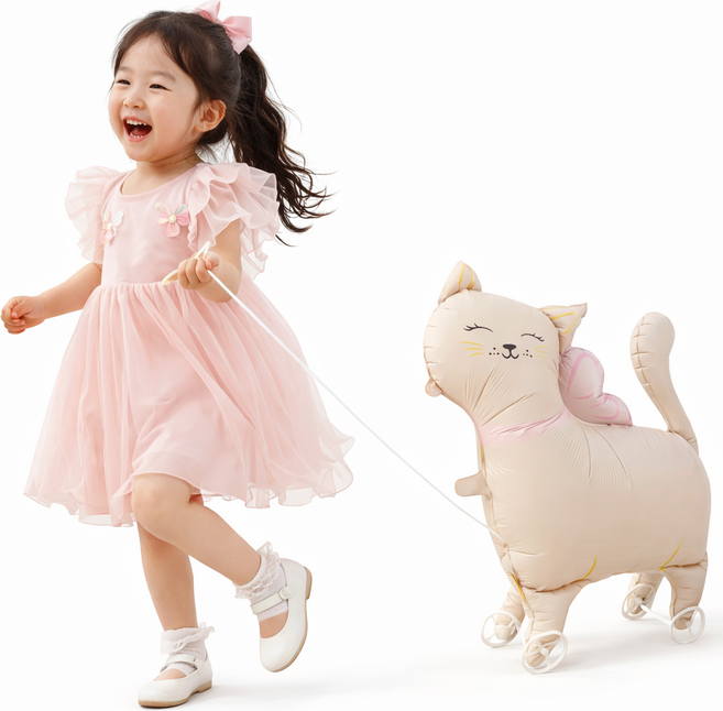 파티에진심인사람들 걸어다니는 동물 산책 풍선 놀이동산 바퀴풍선 끌고다니는 풍선, 1개, 고양이