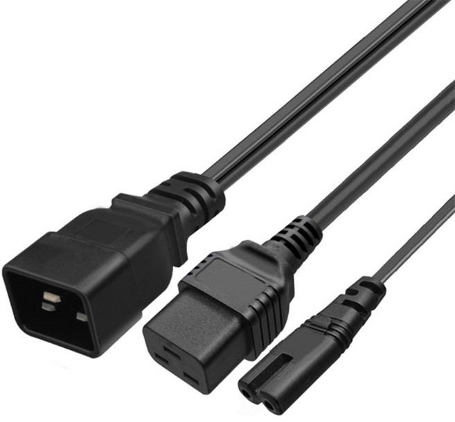 노트북 충전과 호환되는 충전 케이블 16A IEC320C20 ~ C19+C7 2포트 전원 어댑터 스플리터 코드 0.32m PVC 케이블