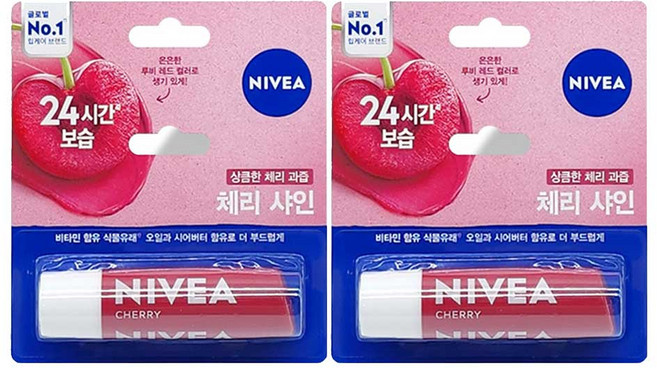 니베아 립케어, 체리샤인, 4.8g, 2개