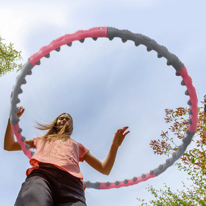 아리프 지압 훌라후프 1.6KG 48개 에어쿠션 다이어트, 핑크그레이, 1개