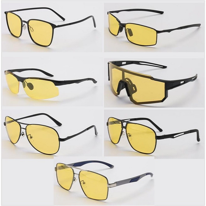 빗길 밤길 야간운전 빛번짐 변색 노란색 편광선글라스 안경 눈부심방지 옐로우렌즈 보잉 7종
