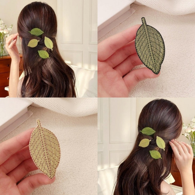 백스테이지핀 특이한머리핀 앞머리핀 나뭇잎 등산 옆머리 웃긴