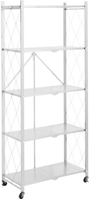 코코데모 접이식 원터치 철제 폴딩 선반, 화이트 5단