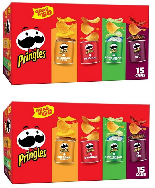 미국 프링글스 그랩앤고 감자칩 컵 4가지 다양한 맛 Pringles Potato Crisps Chips 40g 15개입 2box