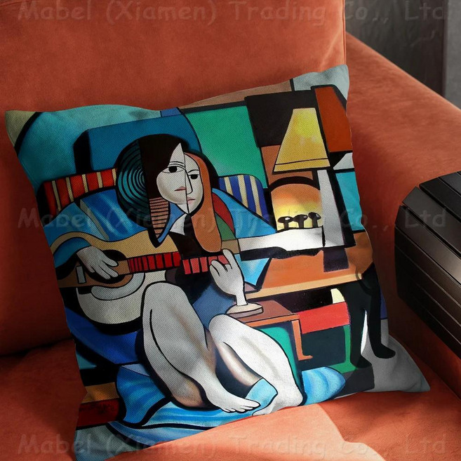 피카소 미술 그림 베개 애니메이션 소파 커버 쿠션, A. 40x40 cm, 10. z1, 1개