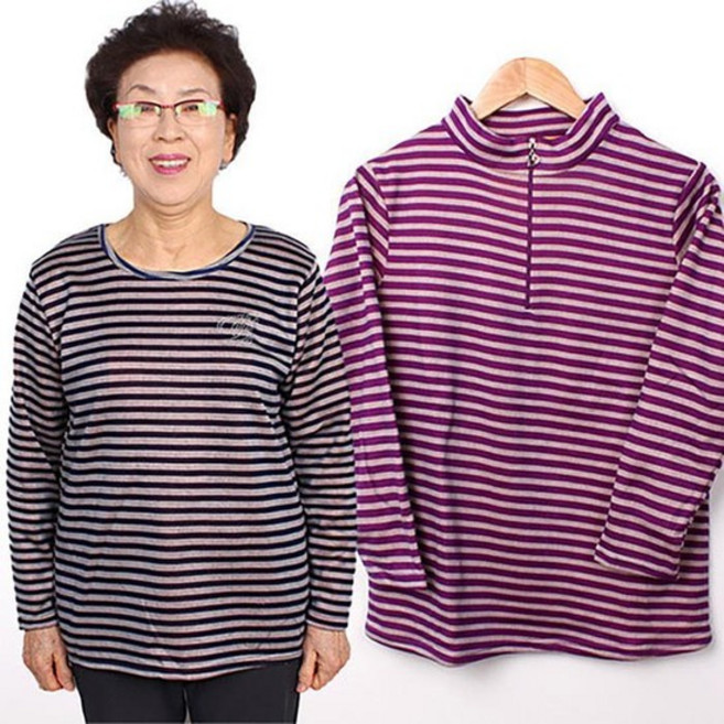 융기모 라운드 티셔츠 안감 IT-23082 반폴라 겨울 라운드티셔츠 보온티셔츠 엄마할머니티