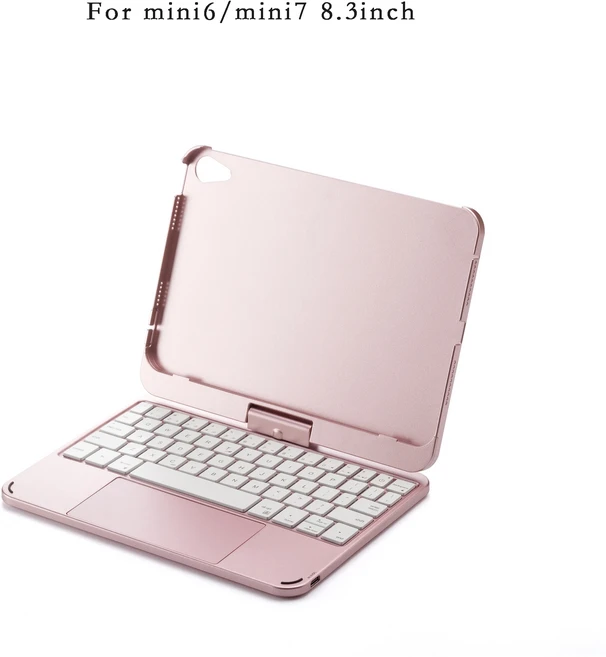 호환아이패드 미니 7 A17Pro 2024 6용 매직 키보드 커버 360도 회전 8.3인치 무선 백라이트 케이스, 03 Korean  English, 03 Pink