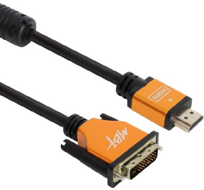 (MBF) DVI-D 듀얼 to HDMI 1.4 변환케이블 골드메탈 MBF-DMHMG010 (1m), 1개, 1m