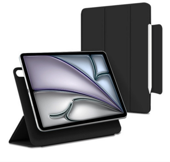 케노 아이패드 마그네틱 폴리오 애플펜슬 수납커버 케이스, 블랙, 1개