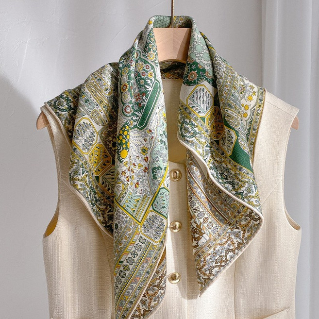 페르시아풍 양면 투톤 여성 실크 울머플러 숄
