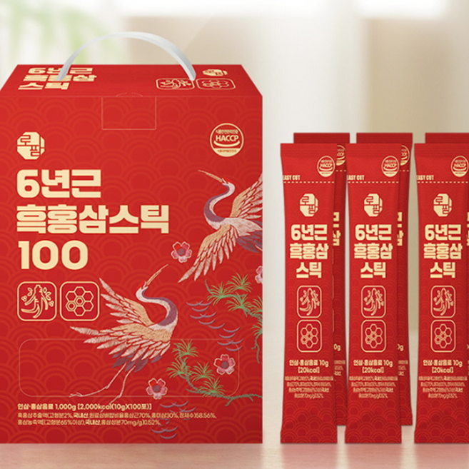6년근 흑홍삼 스틱 10g&times;100포선물 세트 부모님 단체 골프 등산, 상세페이지 참조g, 상세페이지 참조ml, 로팜 6년근 흑홍삼스틱 10g*100포, 1
