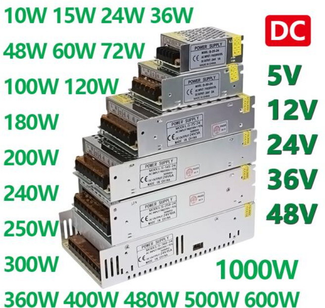 스위칭 전원 공급 장치 변압기 AC 110 220V 어댑터 SMPS LED 스트립 CCTV용 DC 5V 12V 24V 36V 48V 60W 360W 600W 800W 1000W, 1개, 4) 5V 6A 30W - 100-120V 200-24