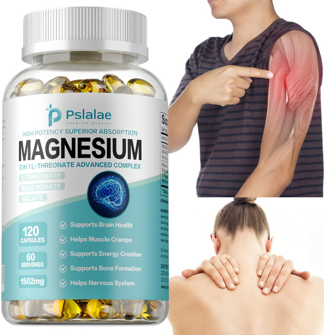 마그네슘 – L-트레오네이트 마그네슘 글리신 마그네슘 말레이트 마그네슘 – 강력한 보충제, 1개, 60정