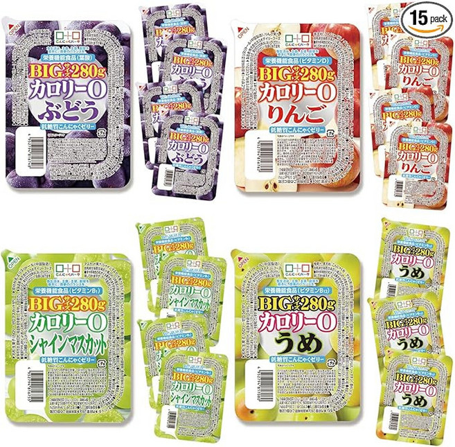 곤자쿠 파크 곤약 젤리 0칼로리 저당 간식 4종 15개입 280g 15개 포장, 15개, 1kg