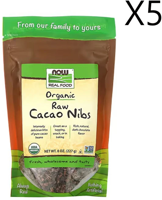 나우푸드 Real Food 유기농 무가공 카카오닙스 (8oz), 5개, 227g - 쿠팡
