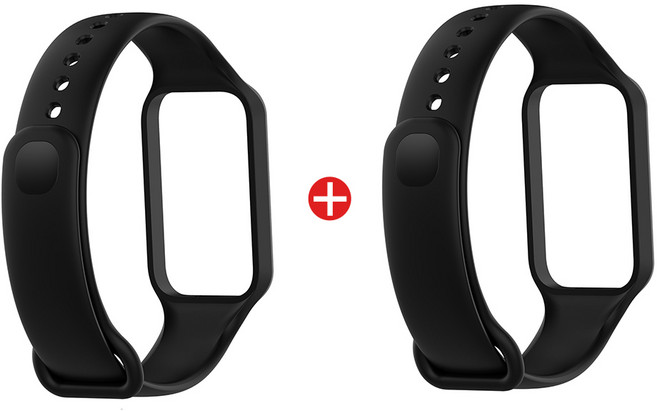 샤오미 미밴드8 액티브 호환 스타일링 밴드 시계줄 (2개), 블랙+블랙