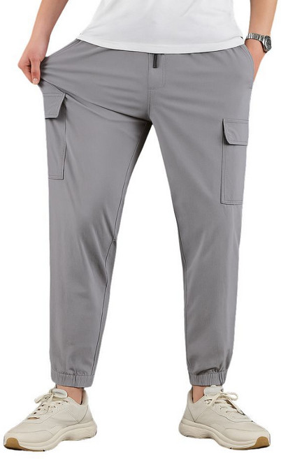 ATSTYLE 冰絲涼感爆彈力工裝褲 寬鬆顯瘦運動休閒長褲