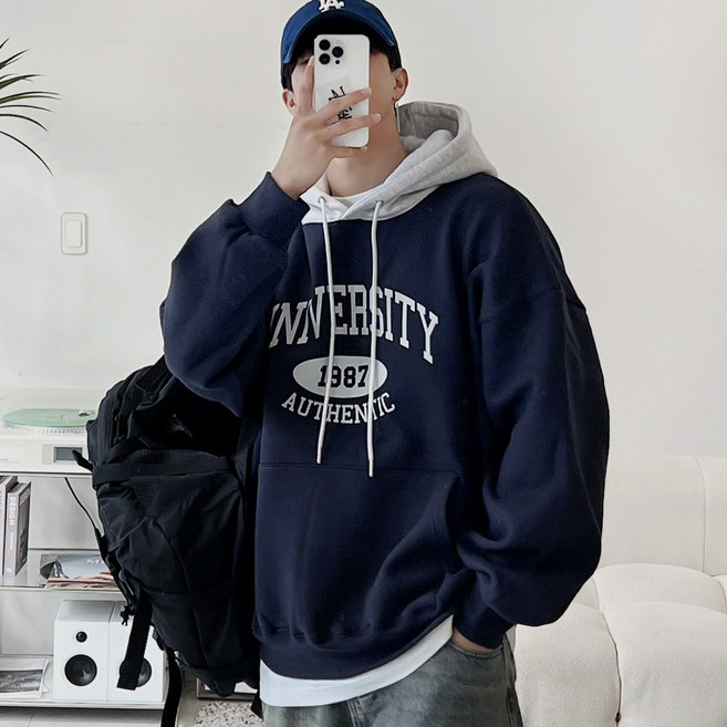 [S-XL] 유니버시티 레터링 오버핏 후드 남녀공용 9color NO