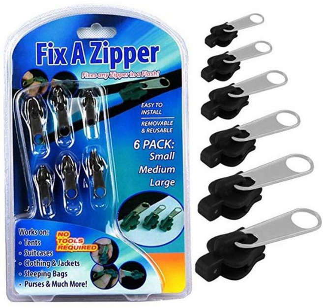 Fix A Zipper 萬用拉鍊頭, 1件, 1組(透明盒裝), 黑